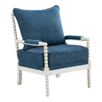 OSP Home Furnishings KLE-H16 Kaylee Spindle Chair in Navy Fabric with White Frame